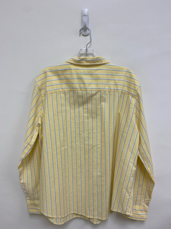 Vineyard Vines Size XL Yellow Blue/White Striped Button Up Ladies Top