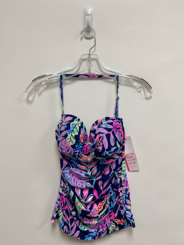 NWT LILLY PULITZER Size 0 Navy Neon/Multi Ladies Swimwear