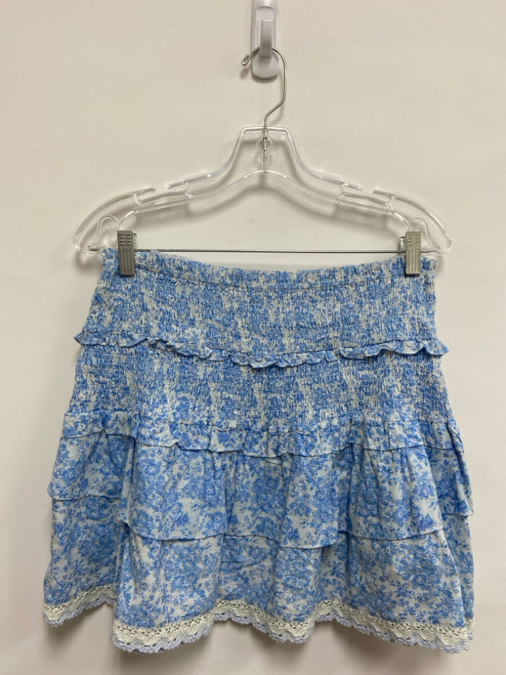 LoveShackFancy Size L White/Blue Smocking Ladies 2pc Skirt