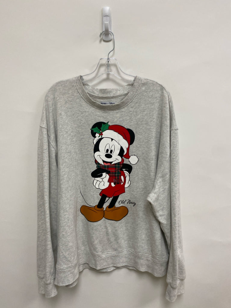 Old Navy Size XL Pale Gray Black/Red Mickey Mouse Ladies Sweatshirt