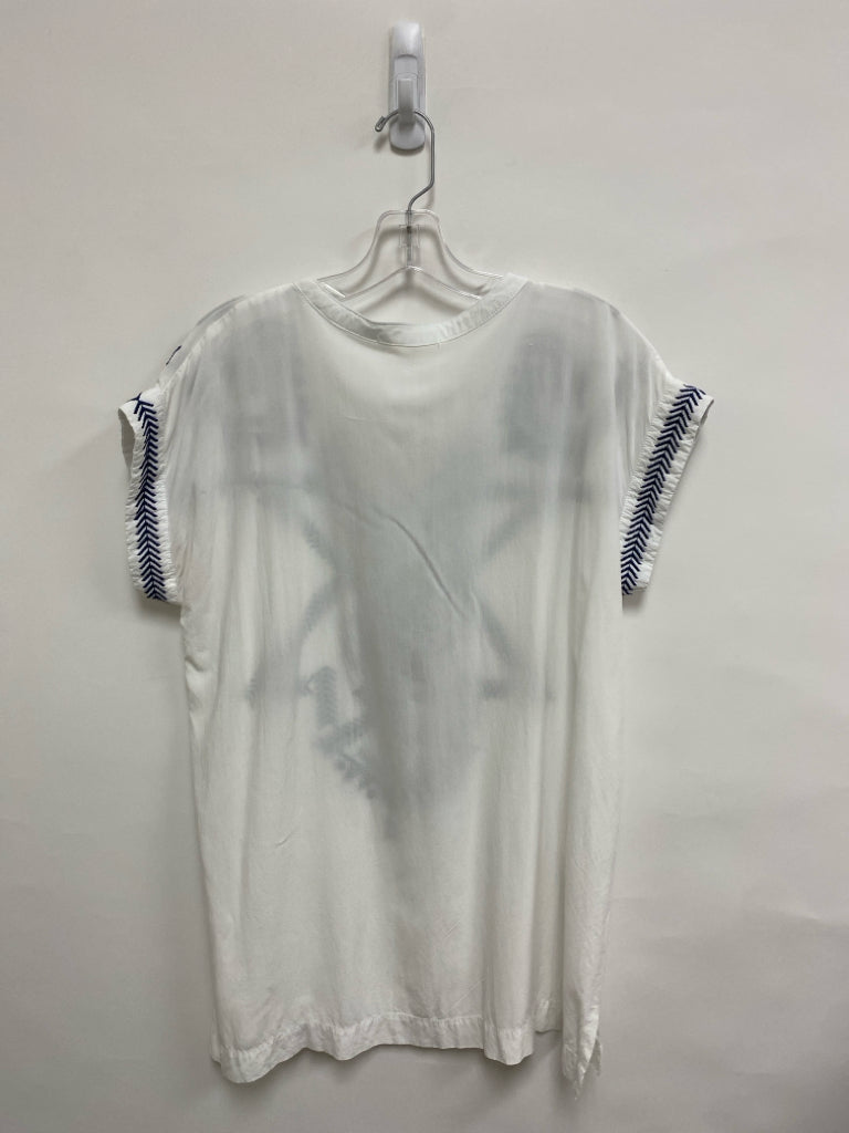 Solitaire Size L White Navy Embroidered Ladies Coverup