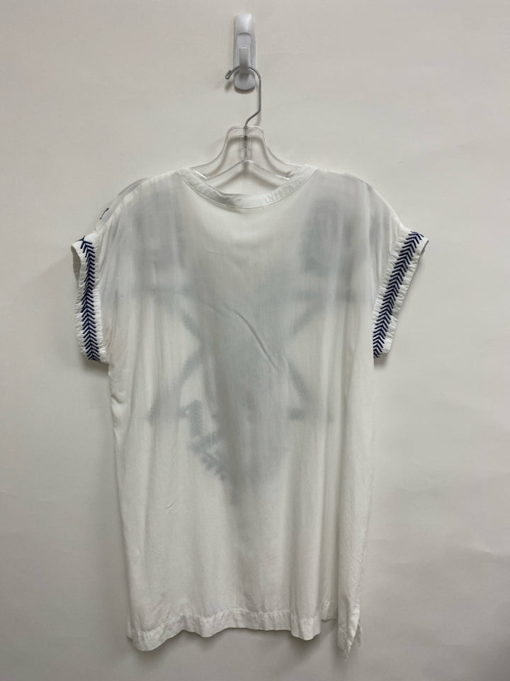 Solitaire Size L White Navy Embroidered Ladies Coverup