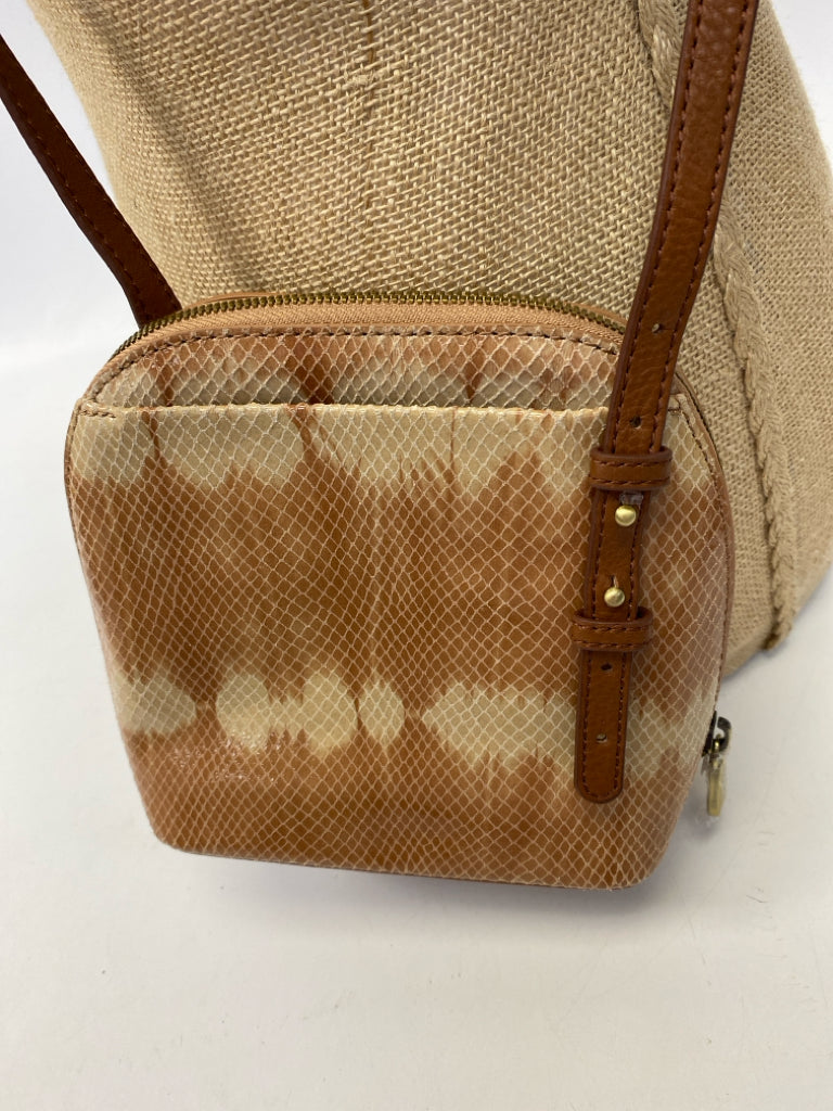 NWT Hobo Brown Beige Embossed Leather Crossbody