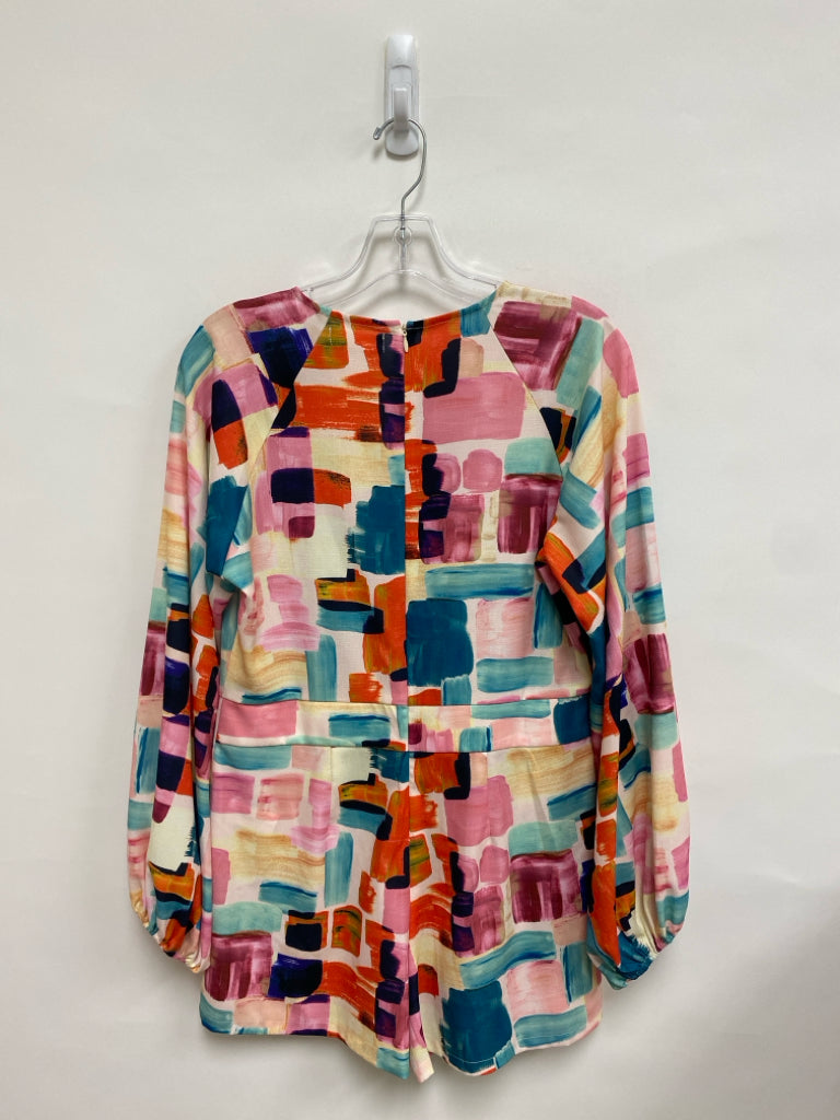 NWT traffic people Size M Aqua/Pink Orange/Multi Abstract Ladies Romper