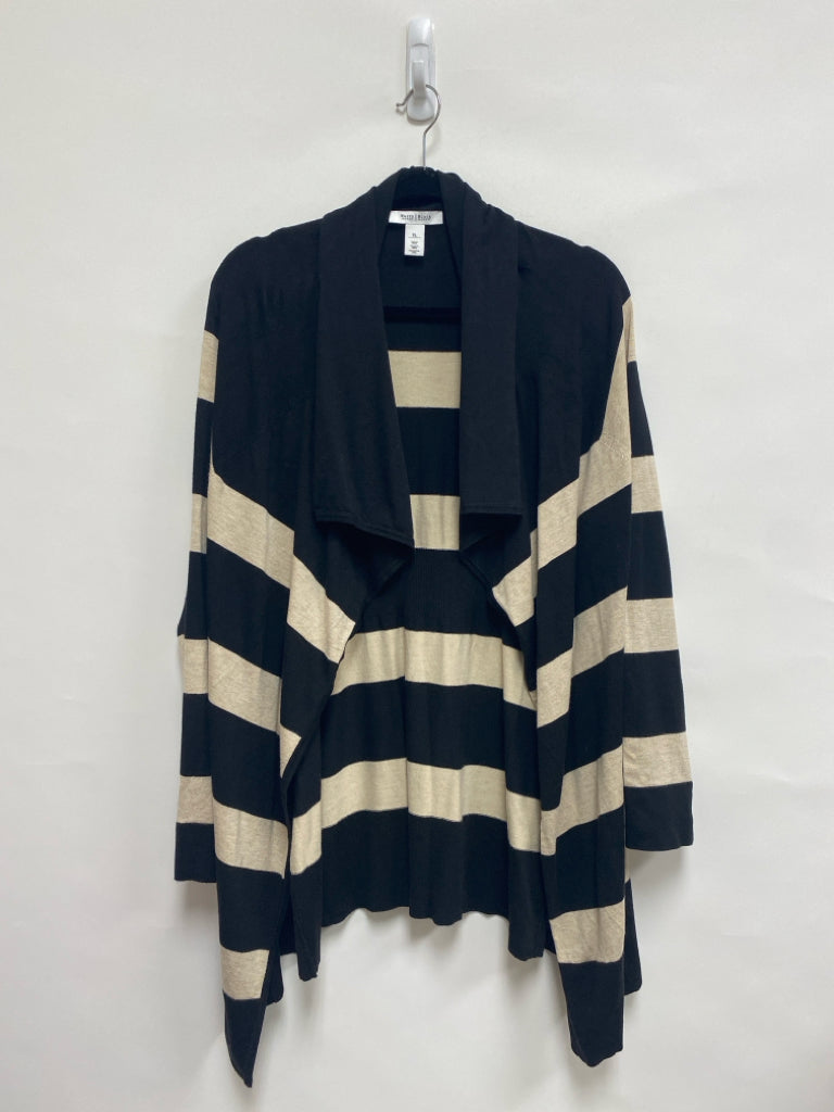 Wht House/Blk Mkt Size XL Black Beige Striped Drape Ladies Sweater