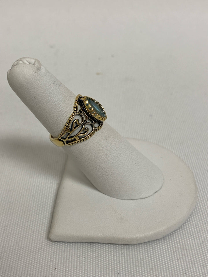 Gold Color Light Blue Stones Ring