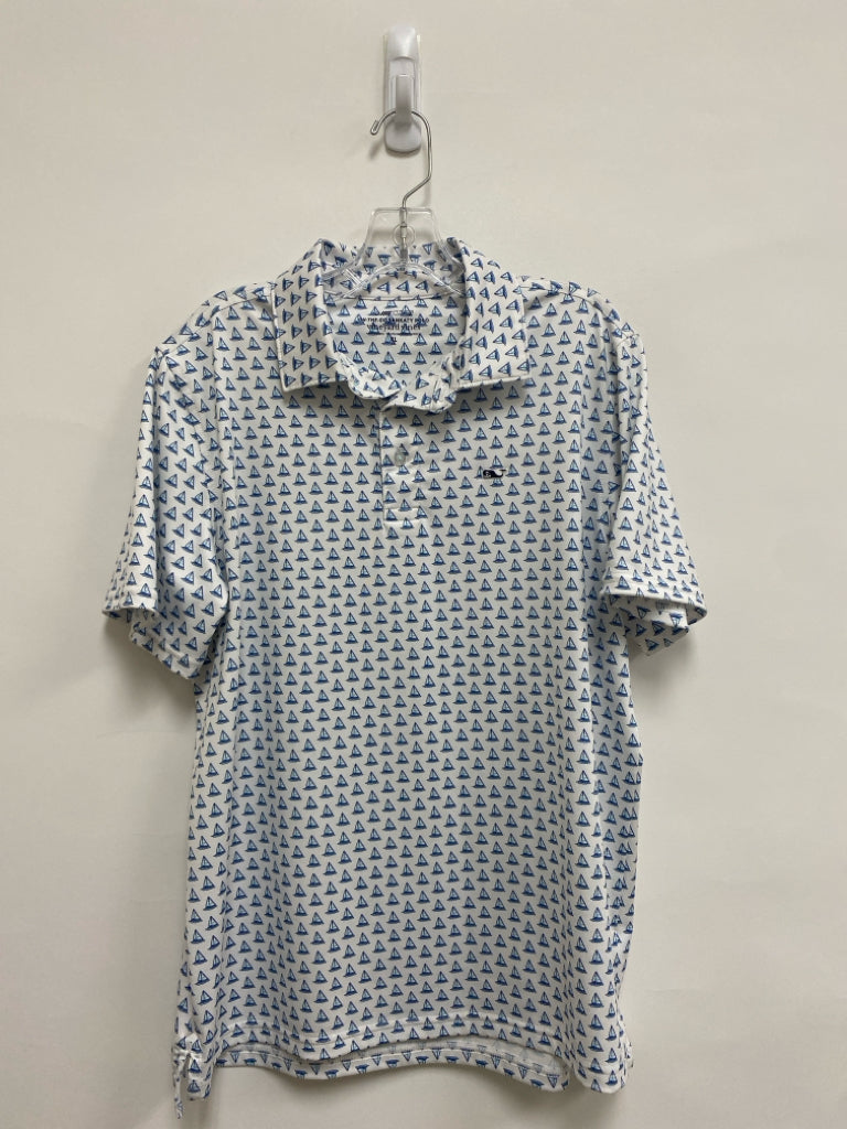 Vineyard Vines SIZE 18 White Blue Boats Polo Boy&
