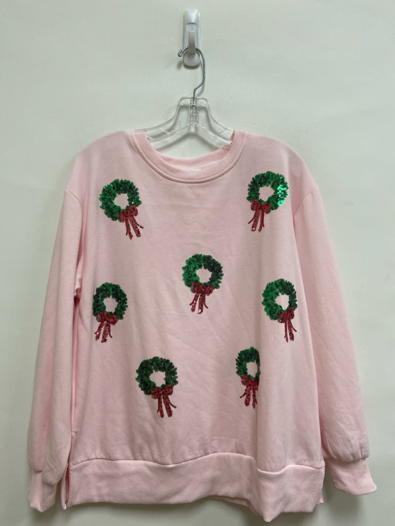 Size L Pink Green Wreath Ladies Top