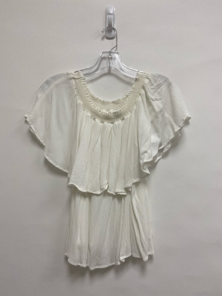 show me your MUMU Size M White Crinkle Ladies Top