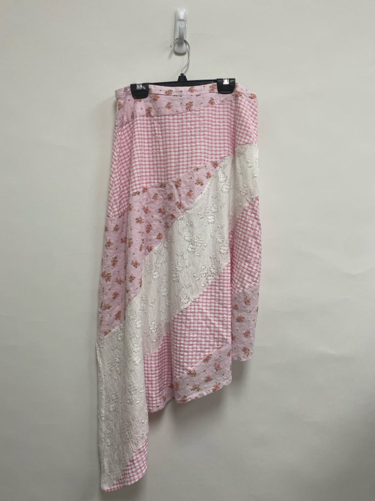 PRINCESS POLLY Size 6 Pink/White Green Texture Ladies Skirt