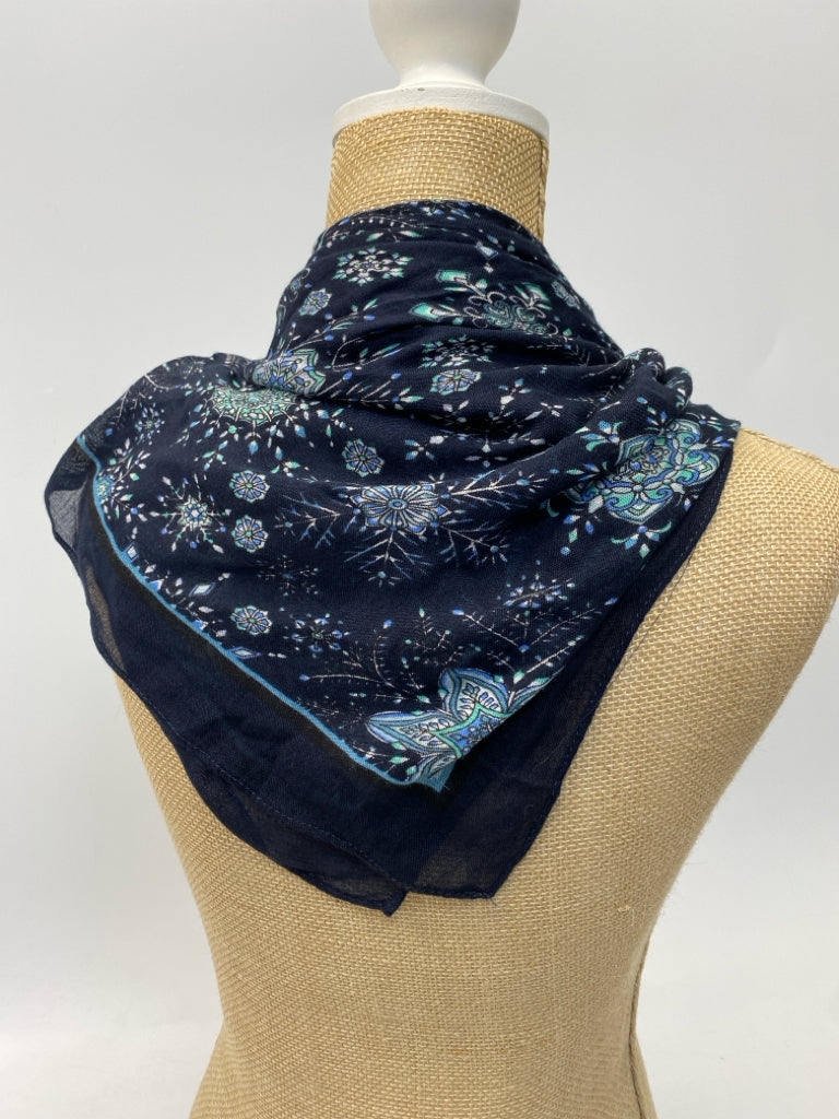 J Jill Navy Multi Color Print Scarf