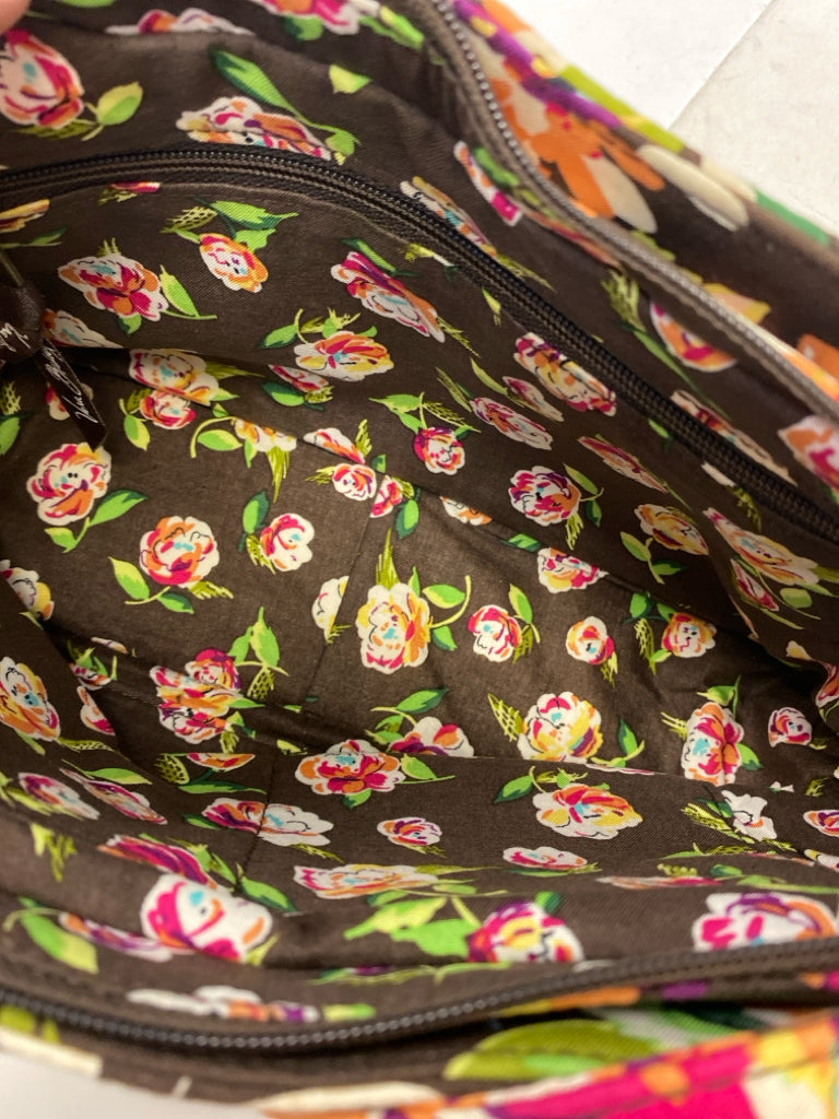 Vera Bradley Dark Brown Coral/Multi Flower(s) Handbag
