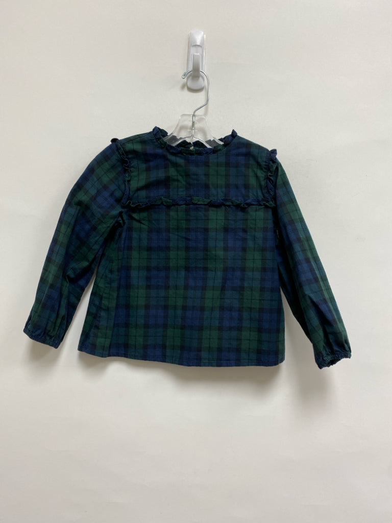 Crew Cuts SIZE 4/5 Navy/Green Plaid Long Sleeve Girl&