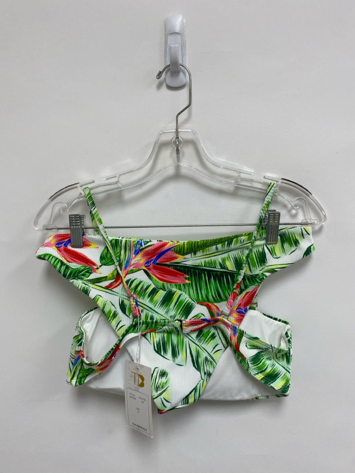 NEW Tinibikini Size XL White/Green Pink Crinkle Ladies Swimwear