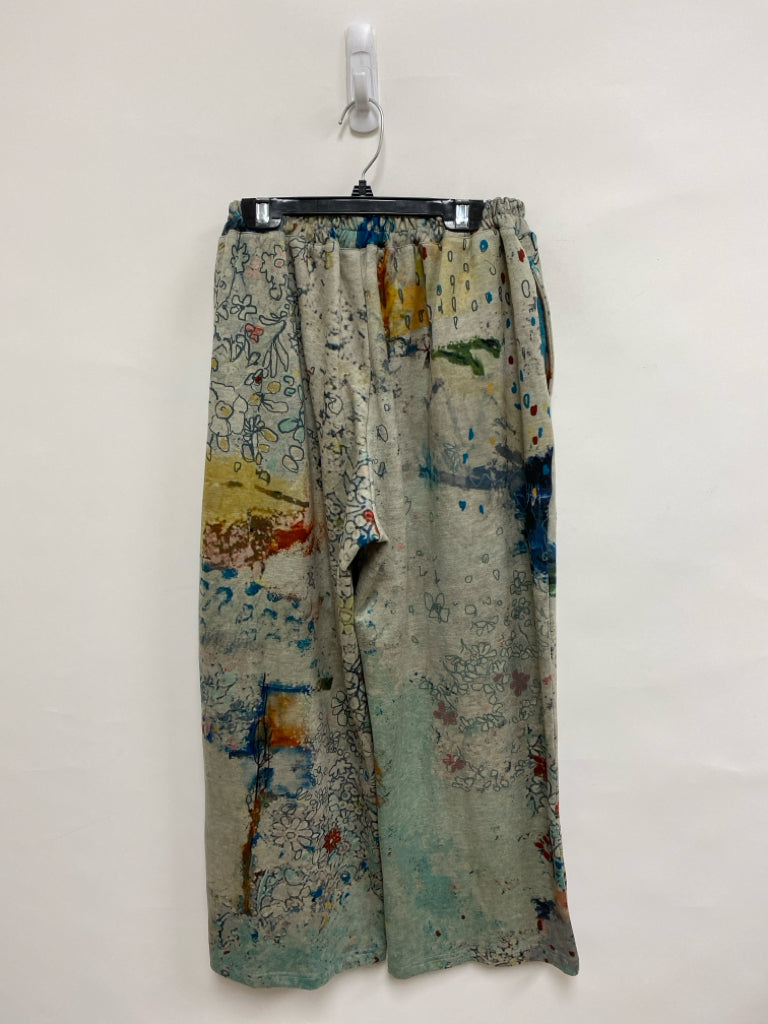 3 Potato Size S Gray Blue/Multi Abstract Pull-on Ladies Pants