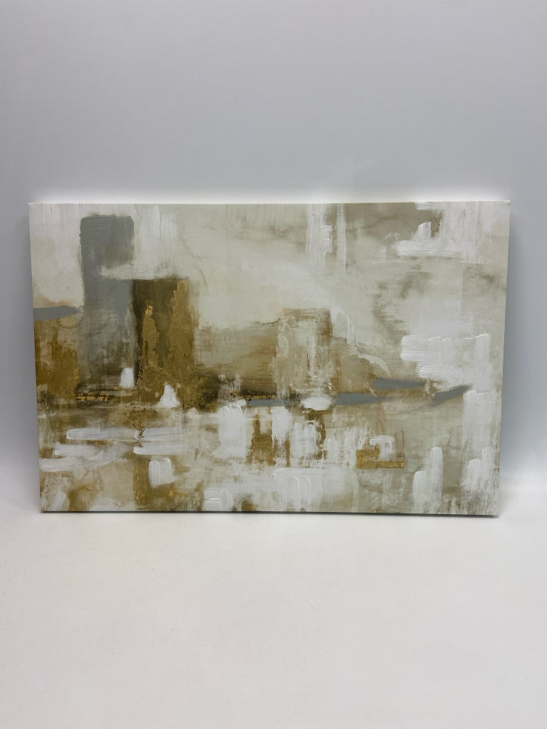 Cream/White Gold/Gray Abstract Wall Hanging