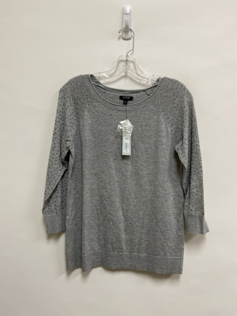 NWT Apt. 9 Size S Gray Rhinestone 3/4 Sleeve Ladies Sweater