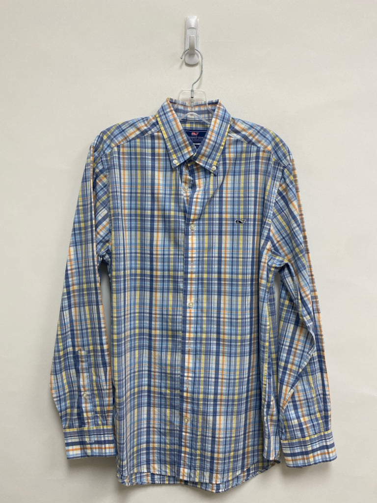 Vineyard Vines Size M Blue Yellow/White Plaid Men&