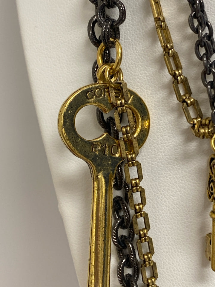 Gold Color Black Charms Necklace