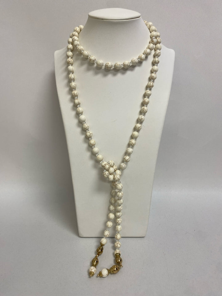 Cream Gold Color Stones Necklace