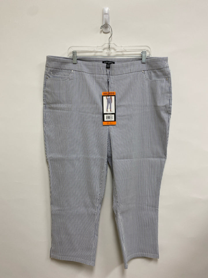 NWT MARIO SERRANI  SIZE  XXL Blue/White Stripes Pull-on Plus Size Pants