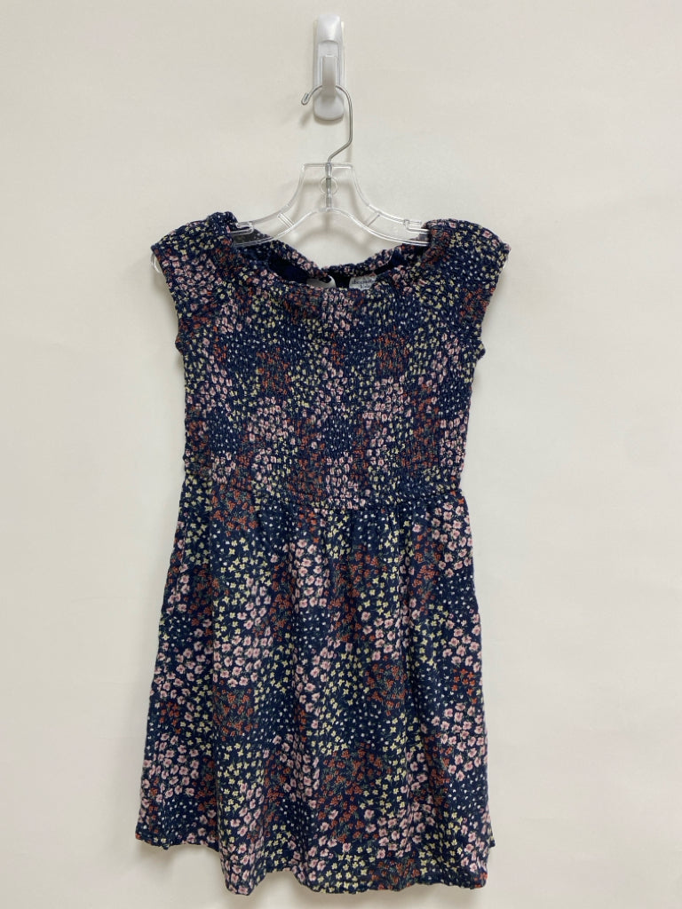 Abercrombie Kids SIZE 7/8 Navy/Yel Pink/Brown Smocking Sleeveless Girl&