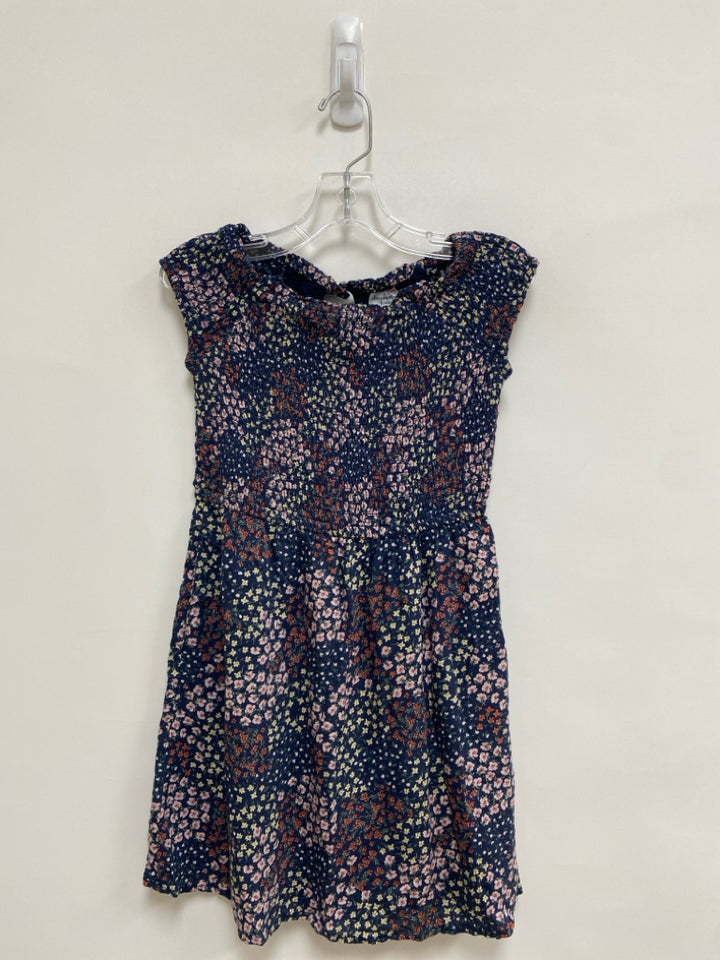 Abercrombie Kids SIZE 7/8 Navy/Yel Pink/Brown Smocking Sleeveless Girl&