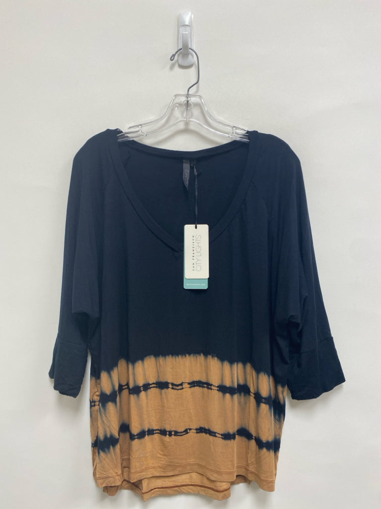 NWT Size M Navy Tan Tie Dye Ladies Top