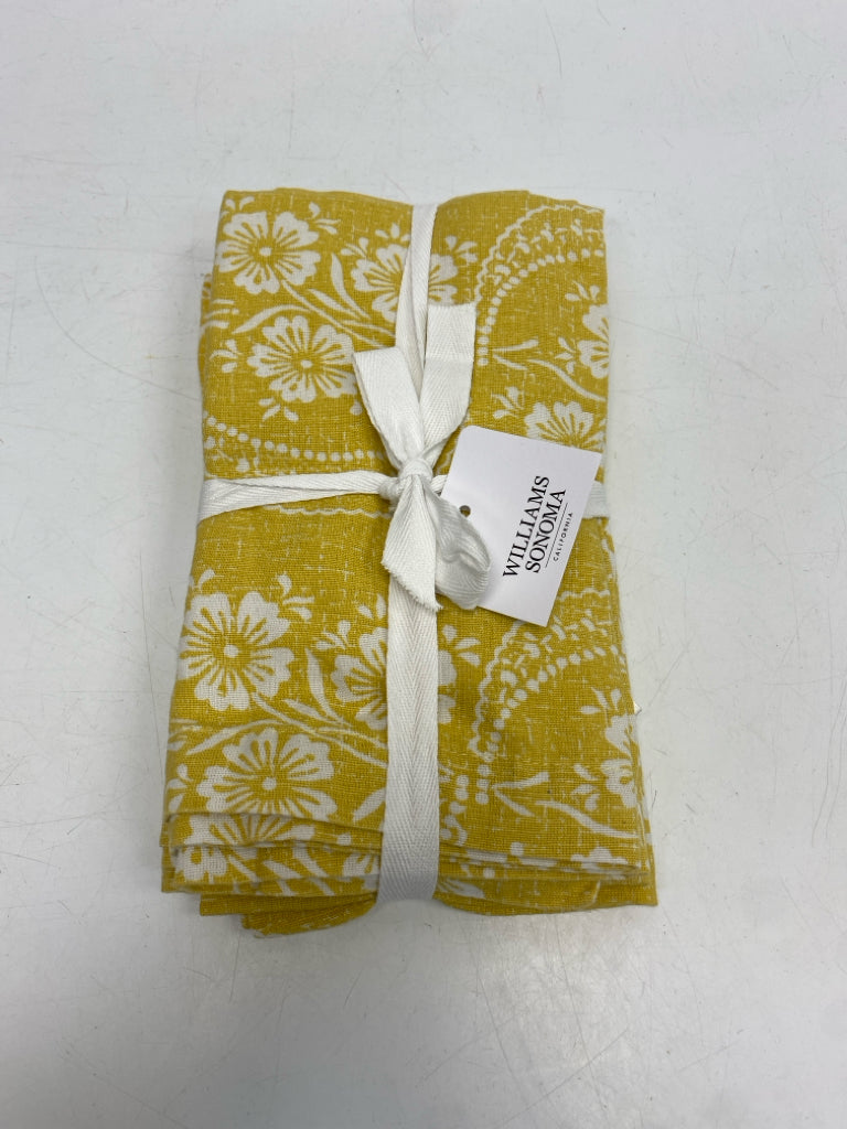 NWT Williams-Sonoma Yellow White Flowers Napkins