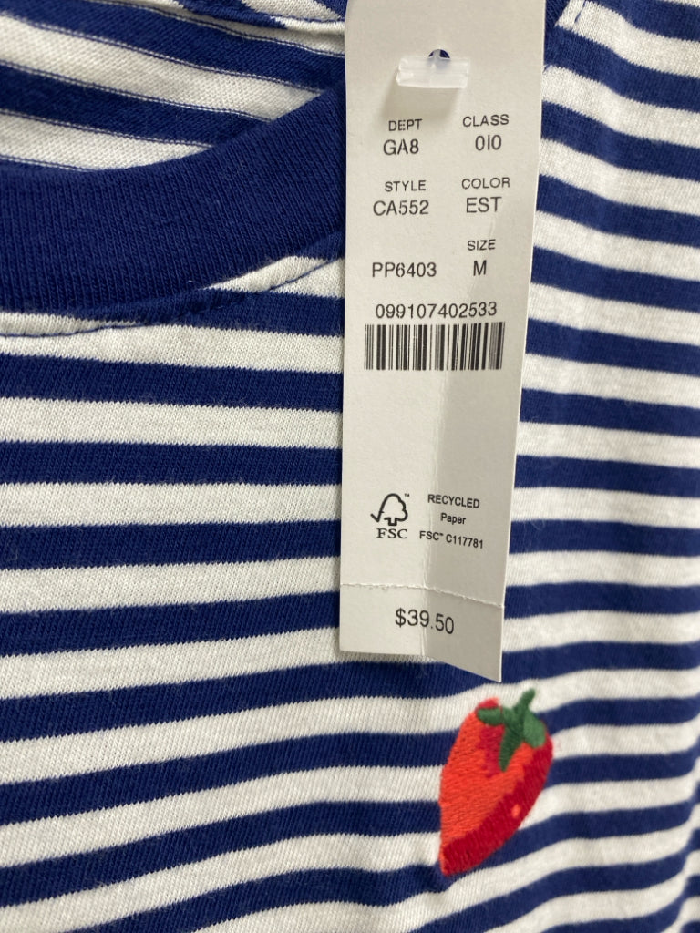 NWT J Crew Size M Blue White Striped Ladies Top