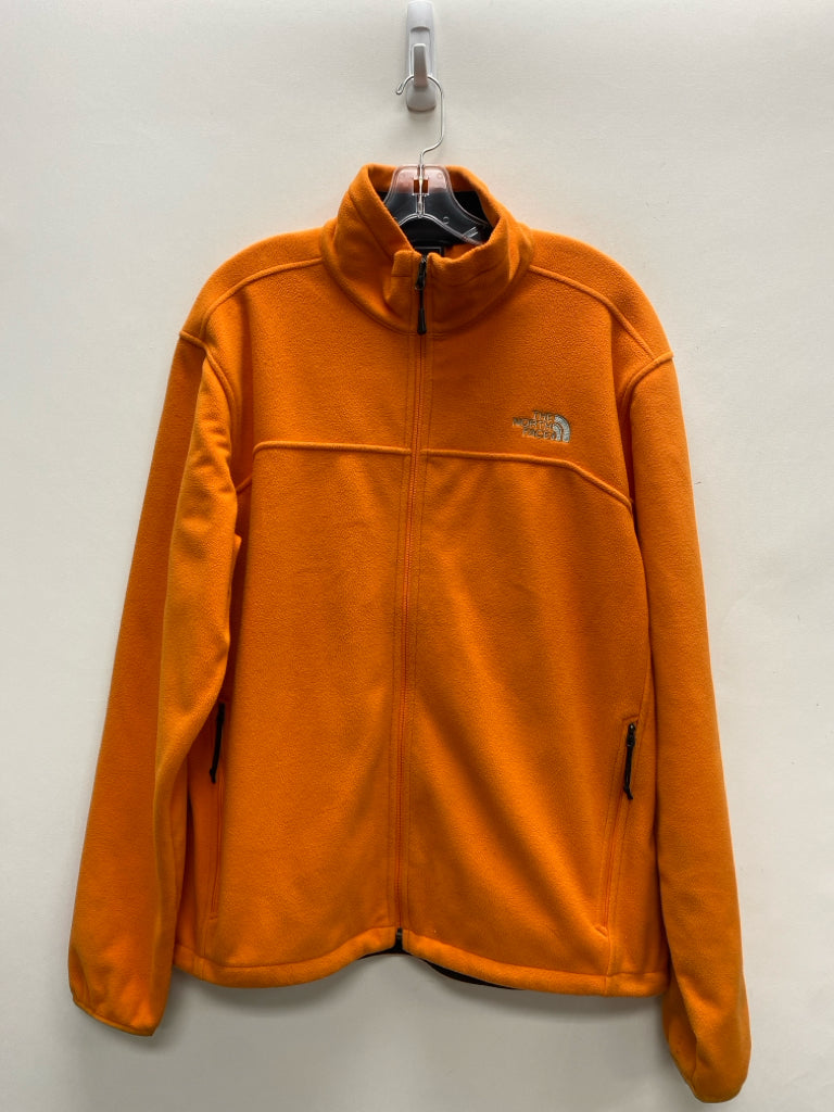 North Face Size L Orange Zip Down Fleece Men&