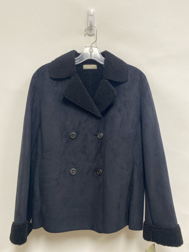 NWT Kate Hill Size 4 Black Double-Breasted Faux Suede Ladies Coat