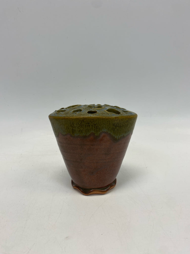 Burgundy Blue/Green Pottery Vase