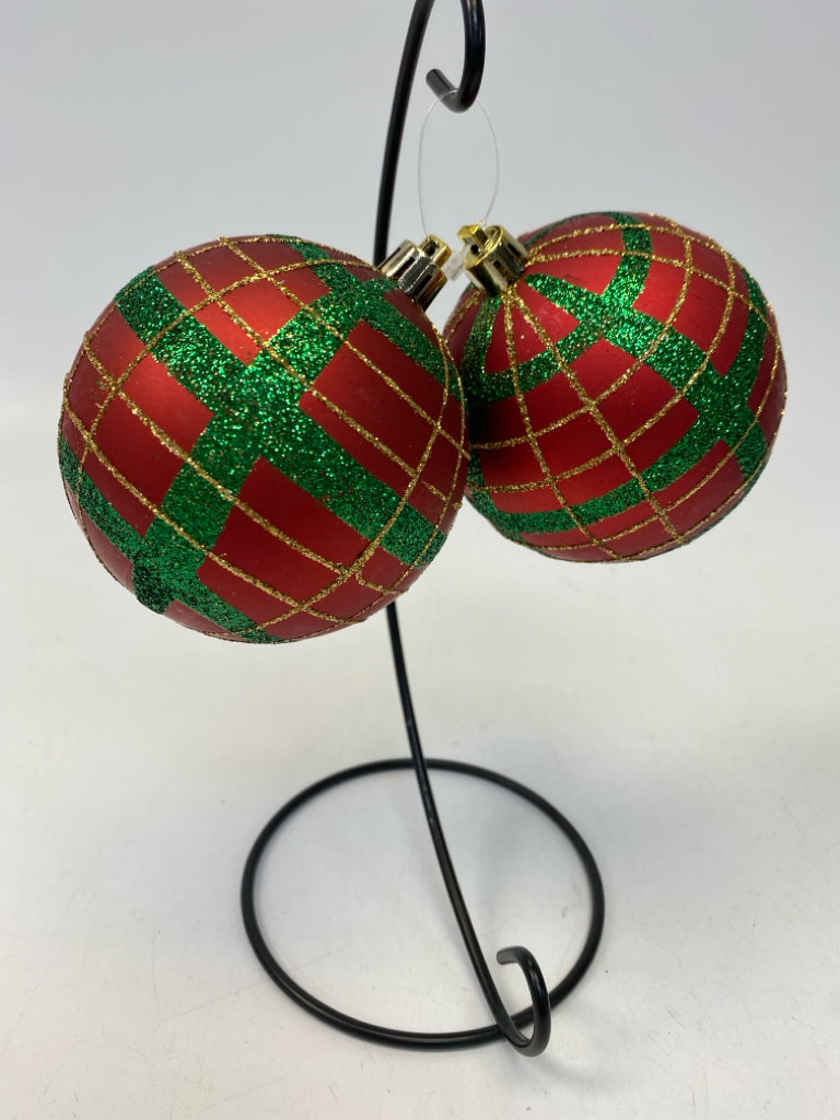 Red Green/Gold Plaid Ornaments