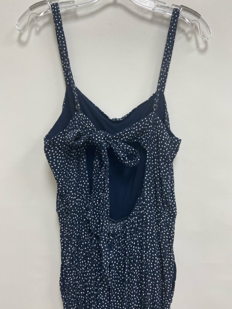 Abercrombie &amp; Fitch Size L Navy White Dots Sleeveless Ladies Jumpsuit