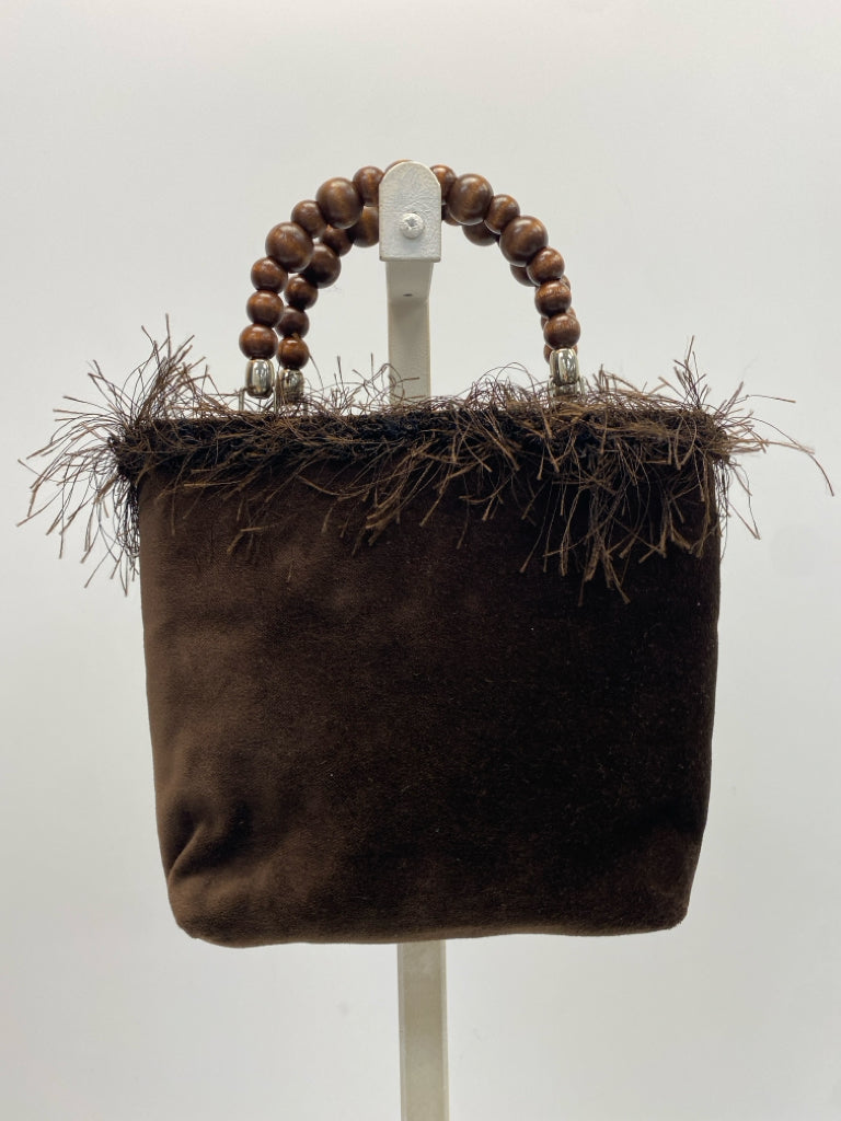 Dark Brown Fringe Fabric Handbag