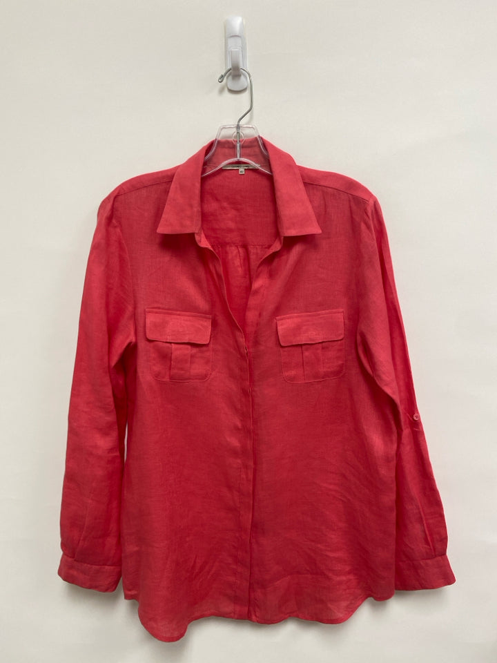 Size 8 Rose Button Up Linen Ladies Top
