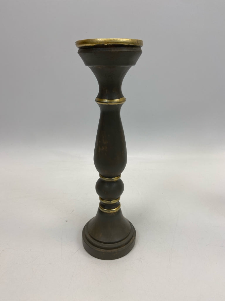 Gray Gold Trimmed Candleholder(s)