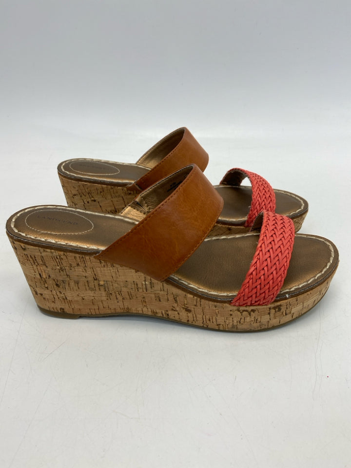Lands End  Size 9 Coral Brown Sandals