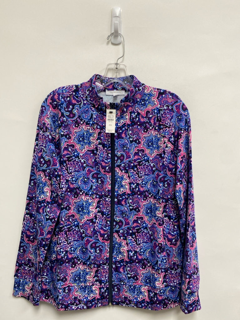 NWT Talbots Size MP Blue/Pink Paisley Zip Down Petite Jacket