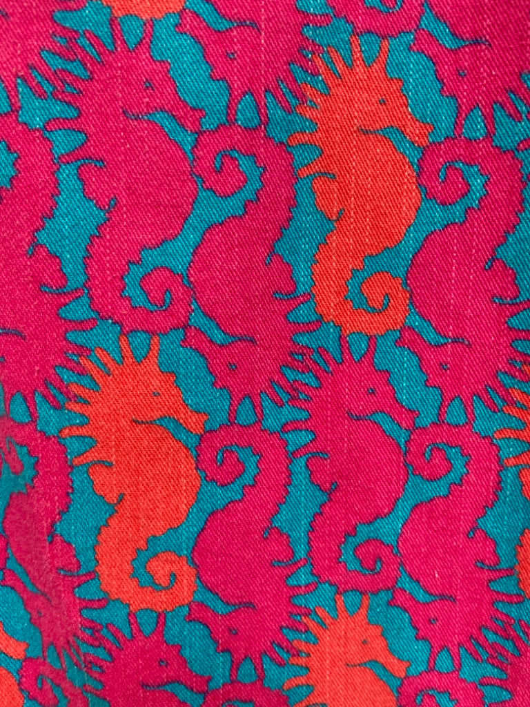 LILLY PULITZER Size 0 Hot Pink Coral/Turquoise Seahorse Ladies Jeans