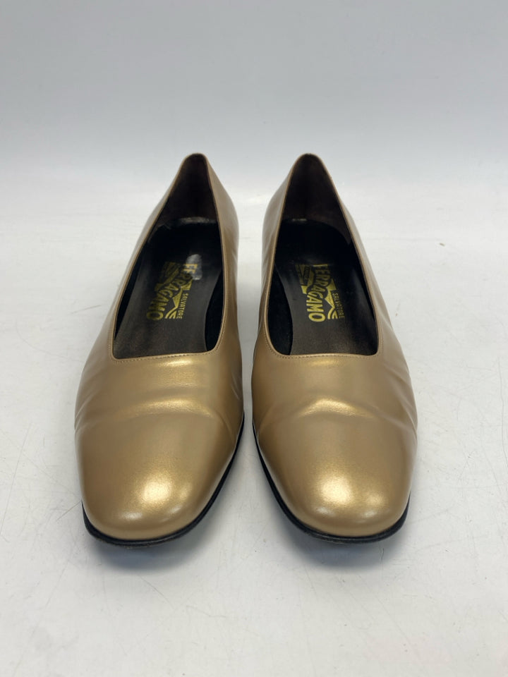 Ferragamo US Shoe Size 11 Gold Heels