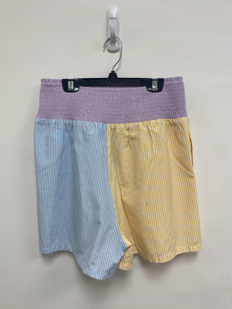 Anthropologie Size S White/Blue Purple/Yellow Smocking Pull-on Ladies Shorts