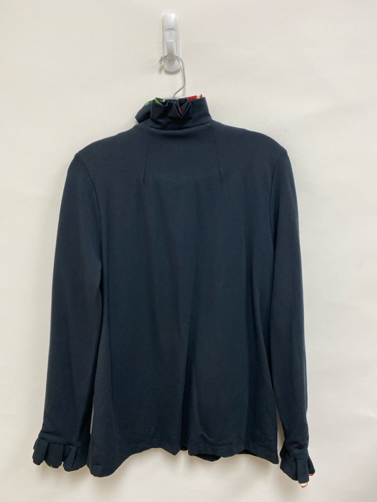 Soft Surroundings Size M Dark Navy Ruffles Zip Down Lined Ladies Jacket