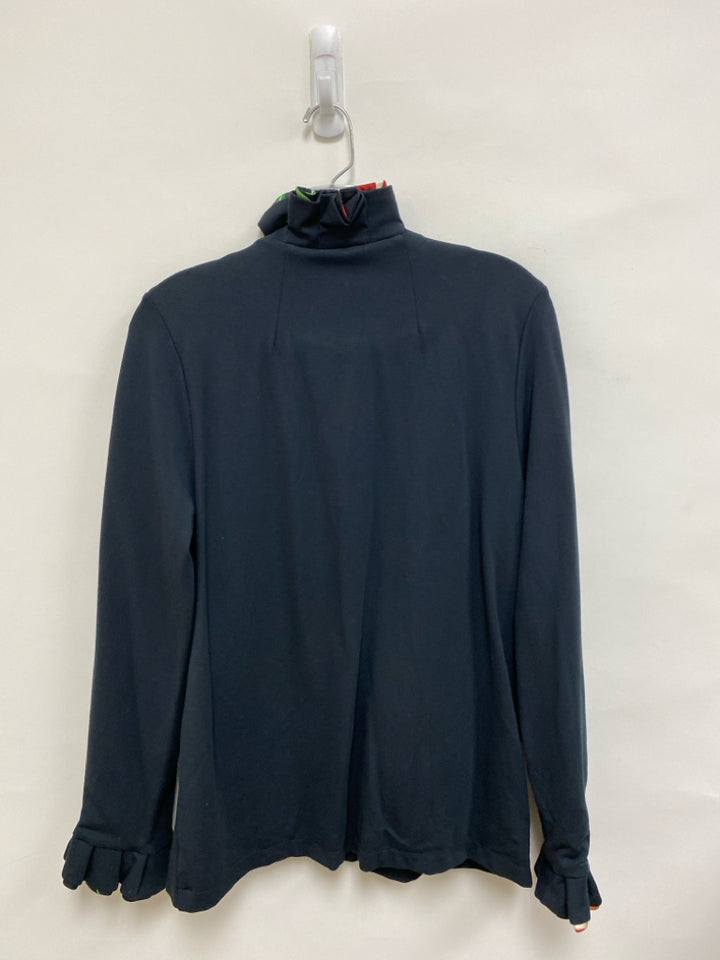 Soft Surroundings Size M Dark Navy Ruffles Zip Down Lined Ladies Jacket