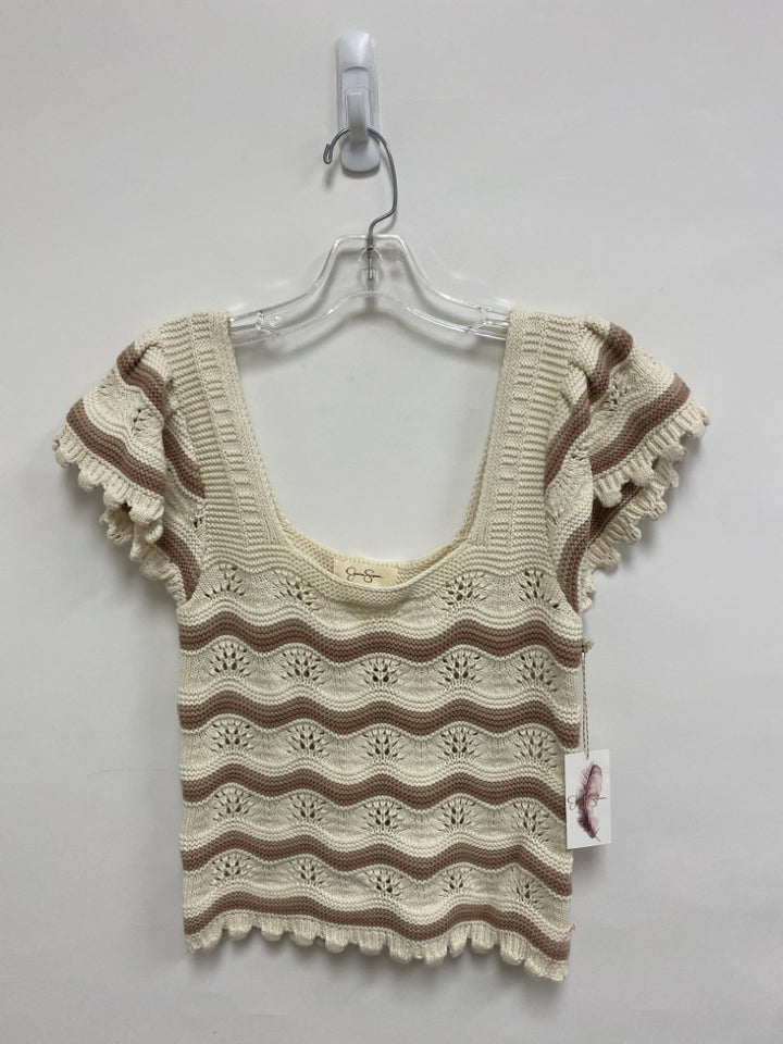 NWT Jessica Simpson Size M Cream Tan Striped Ladies Sweater