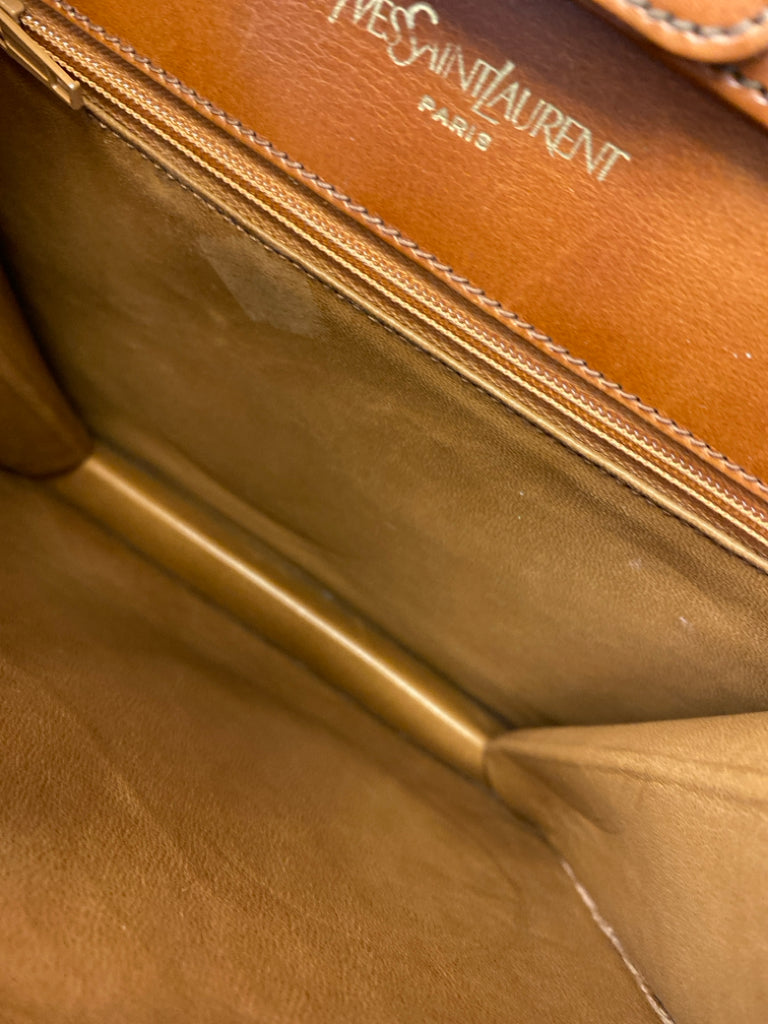 YSL Brown Heart(s) Leather Handbag