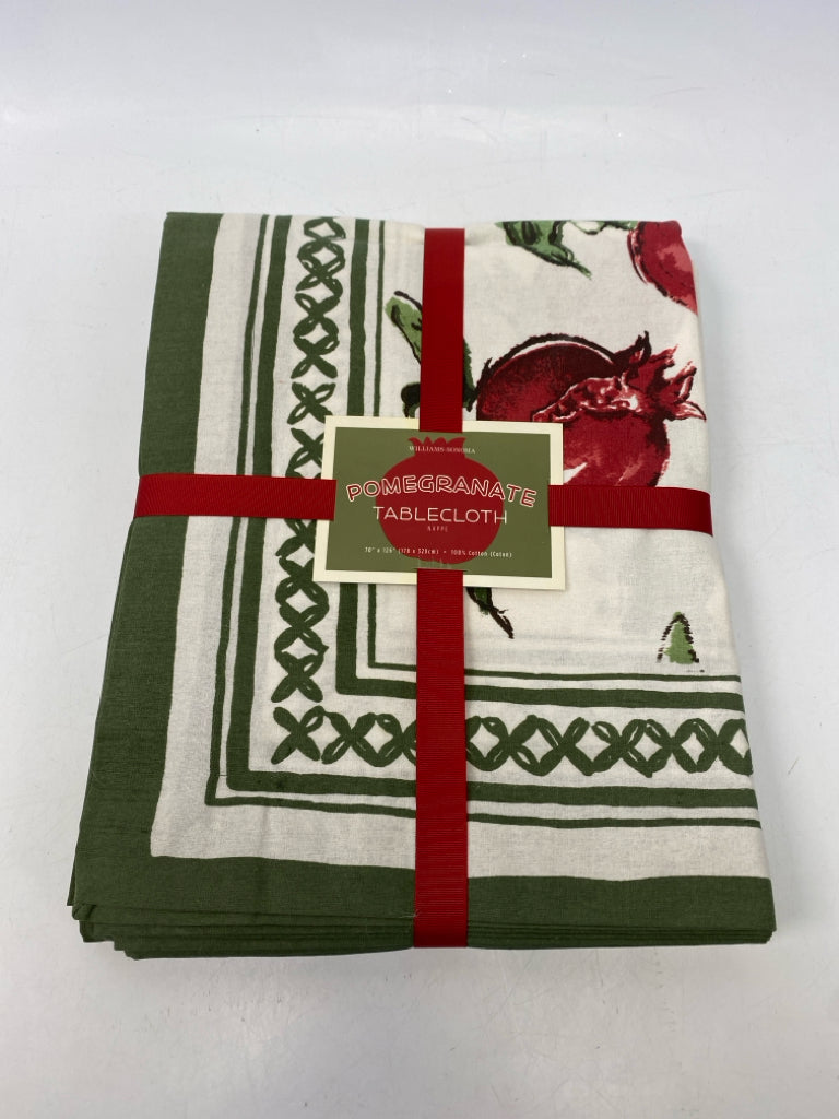 NWT Williams-Sonoma White Green/Red Tablecloth
