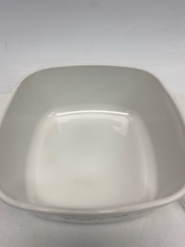 Corningware White Multi Color Flowers Bakeware