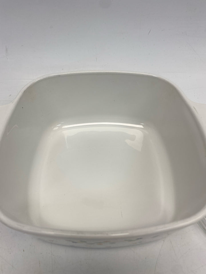 Corningware White Multi Color Flowers Bakeware